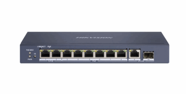 DS-3E0510HP-E, Hikvision Gigabit PoE Switch unmanaged, 8 poorts